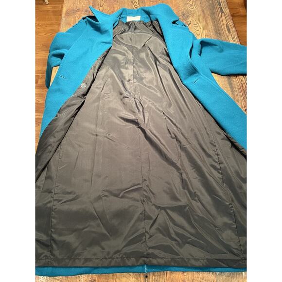 Vintage International Scene Teal Double Breasted Wool Trench Coat Size 11 / 12 - Picture 11 of 15